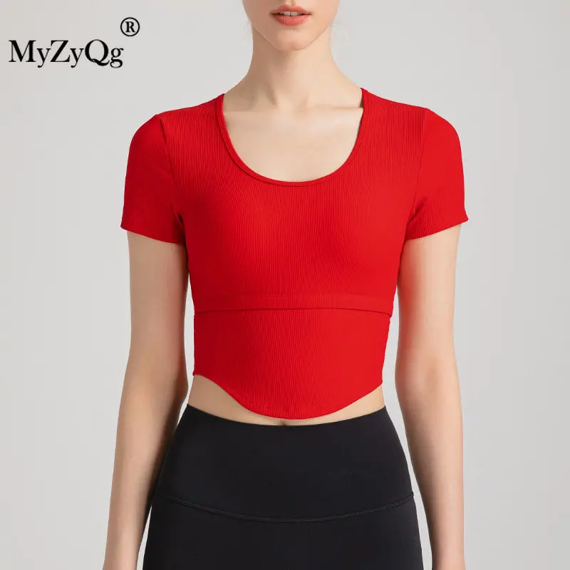 MyZyQg Весенняя футболка для йоги с нагрудной подушкой, женские укороченные топы с короткими рукавами MyZyQg Весенняя футболка для йоги с нагрудной подушкой, женские укороченные топы с короткими рукавами