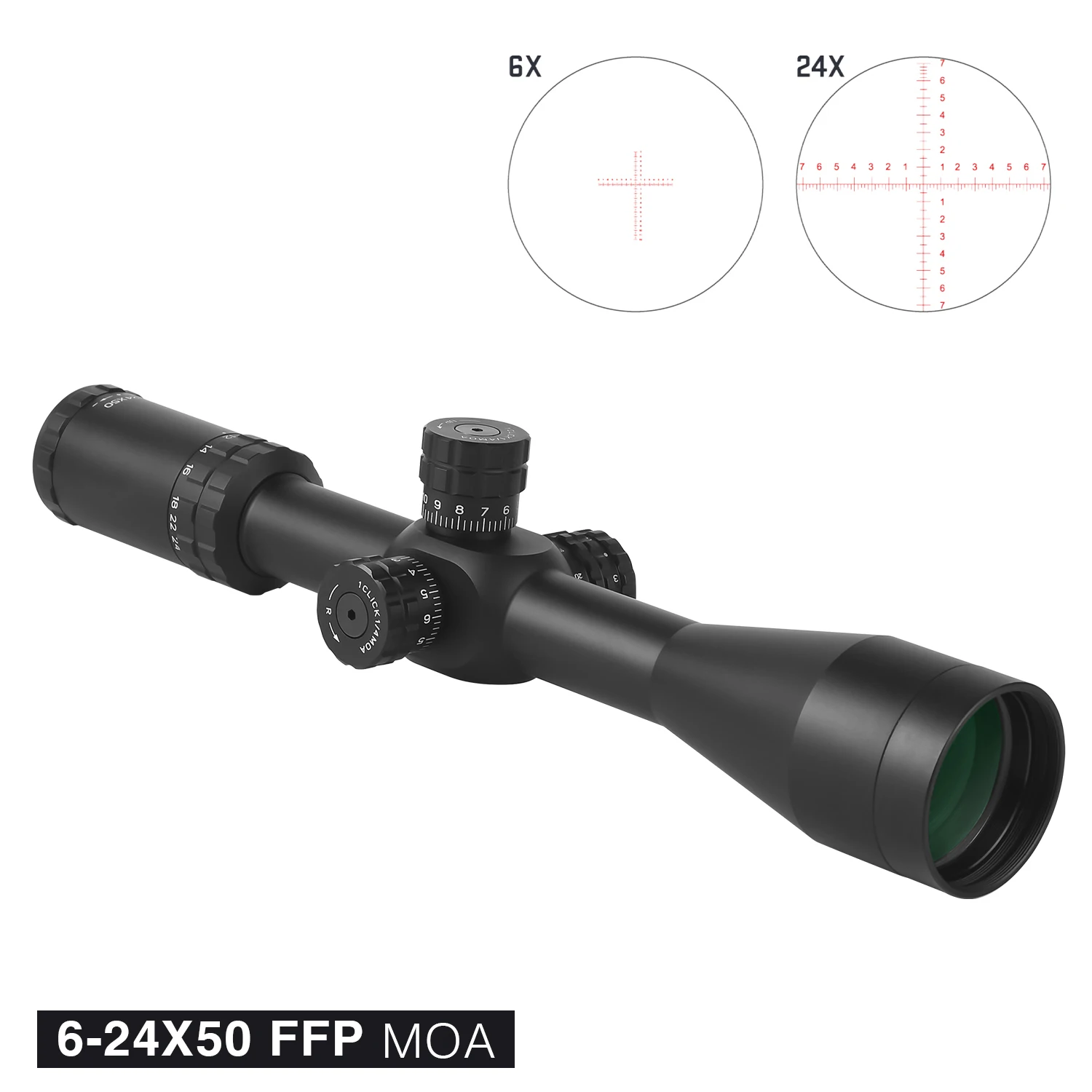 

BH 6-24x50 FFP MOA Tactical PCP Riflescopes Optical Sight Airsoft Airgun Scope Glass Etched Reticle with Light