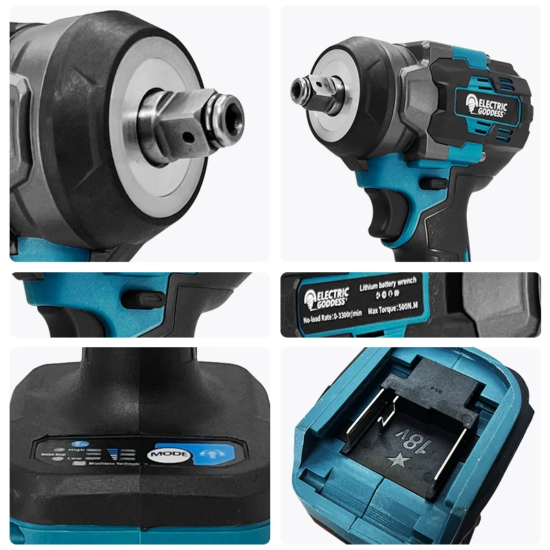 Бесщеточный электрический ударный гайковерт EGOD 500 Нм 3300 об/мин регулируемая