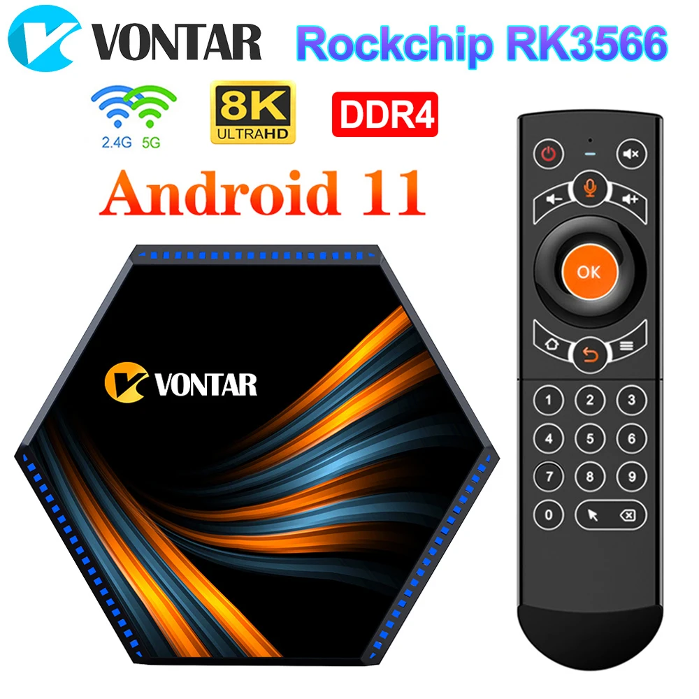 VONTAR KK MAX DDR4สมาร์ททีวีกล่อง Android 11 8GB RAM 64GB 128GB 4GB 32GB RK3566 2.4G และ5Ghz WiFi 1000M BT 4K 8K TVBOX ชุดกล่องด้านบน