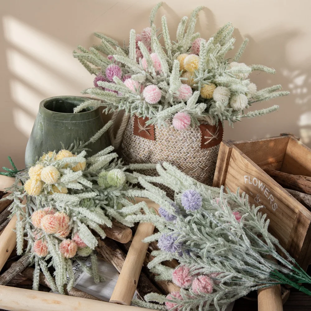 Недорогой искусственный меховой шар Одуванчик цветок букет подходит для свадьбы