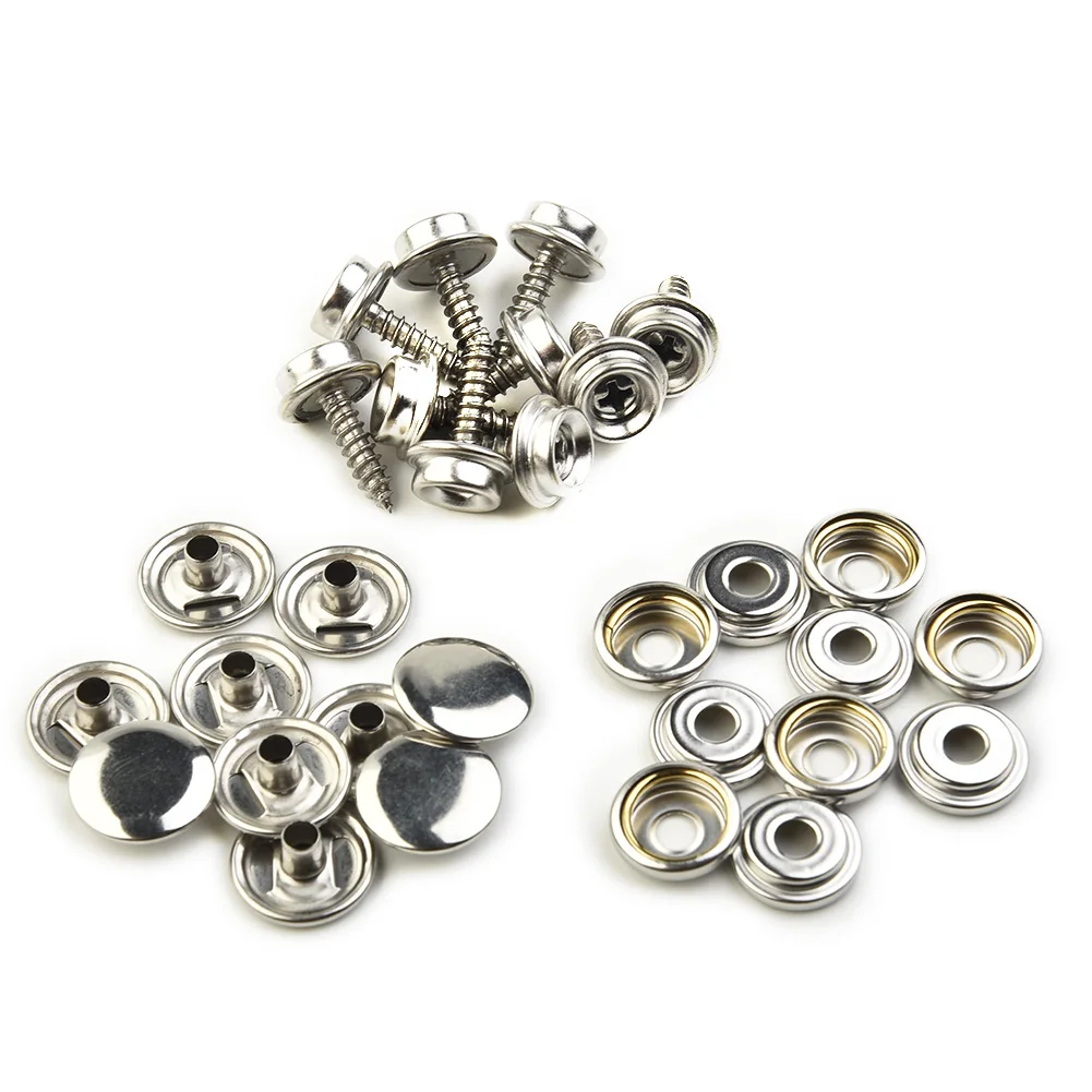 

30PCS Snap Fastener Stainless Canvas Caps Screw Kit For Car Caravan Boat Marine