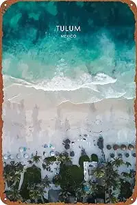 Tulum Beachfront Мексика Ретро Плакат Металлическая Оловянная Вывеска Винтаж Настенный