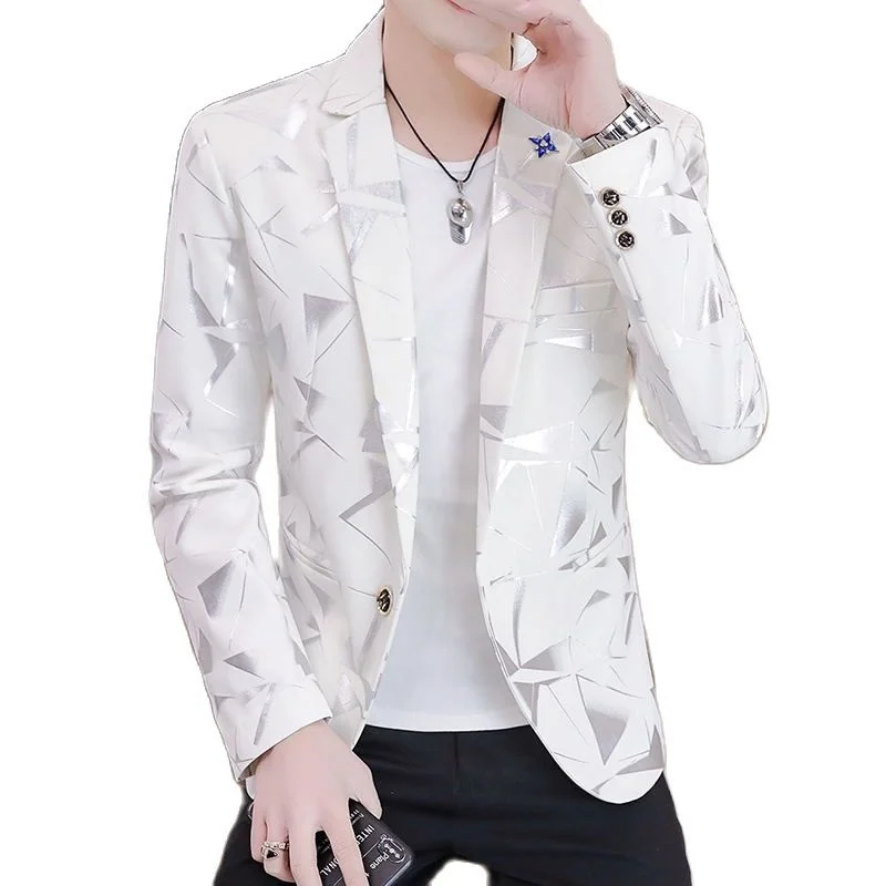 

Эксклюзивный Модный деловой Тонкий мужской повседневный удобный джентльменский корейский стиль Элегантный принт универсальное модное платье блейзер