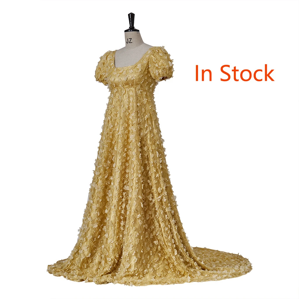 

Women's Regency Yellow Lace Dress Daphne Cosplay Costume Gown Inspired Dress Princess Ball Dress Halloween Dress
