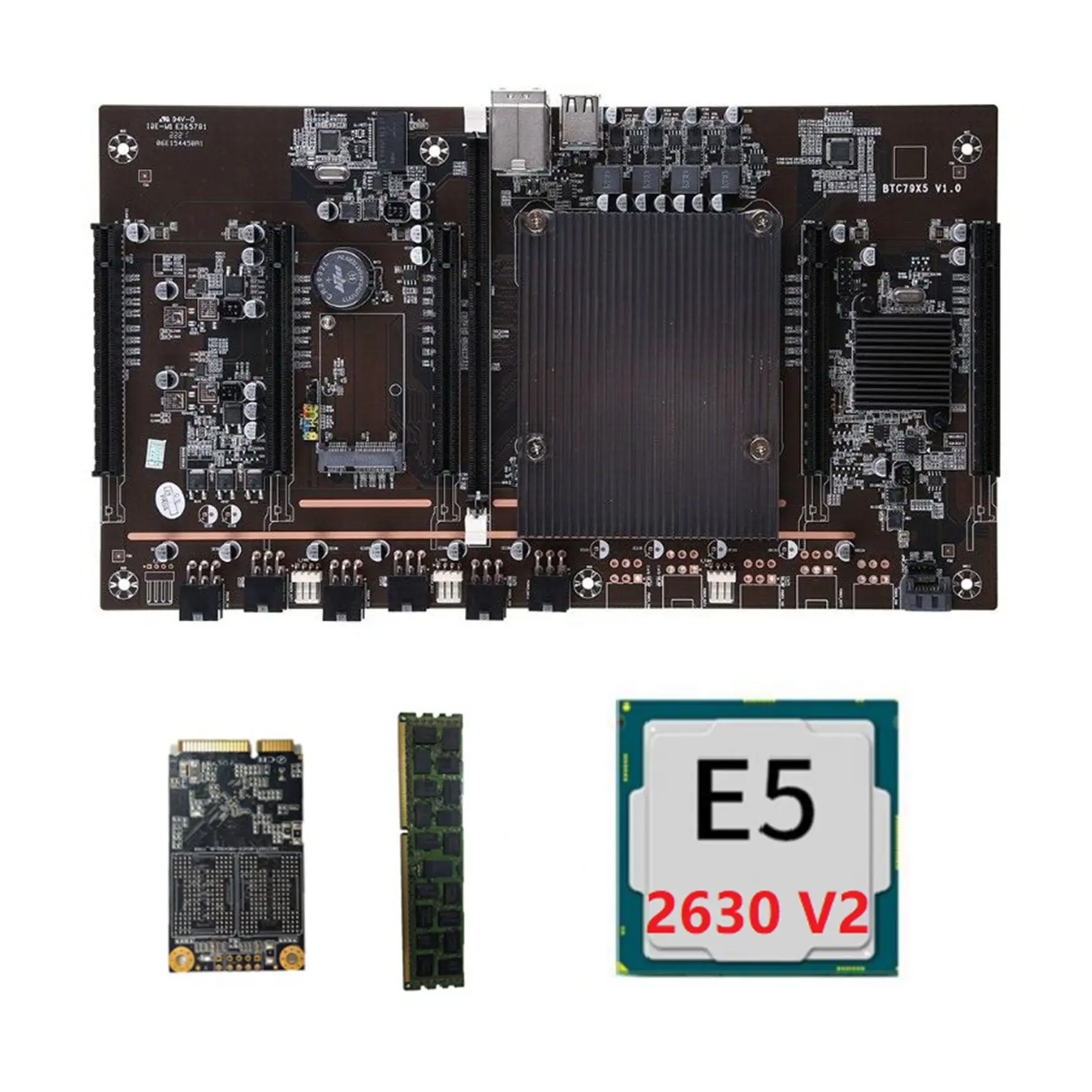 

Материнская плата X79 BTC Miner с процессором E5 2630 V2 RECC 8 ГБ DDR3 ОЗУ 120 ГБ SSD 5X PCIE поддержка 3060 3070 3080 графическая карта