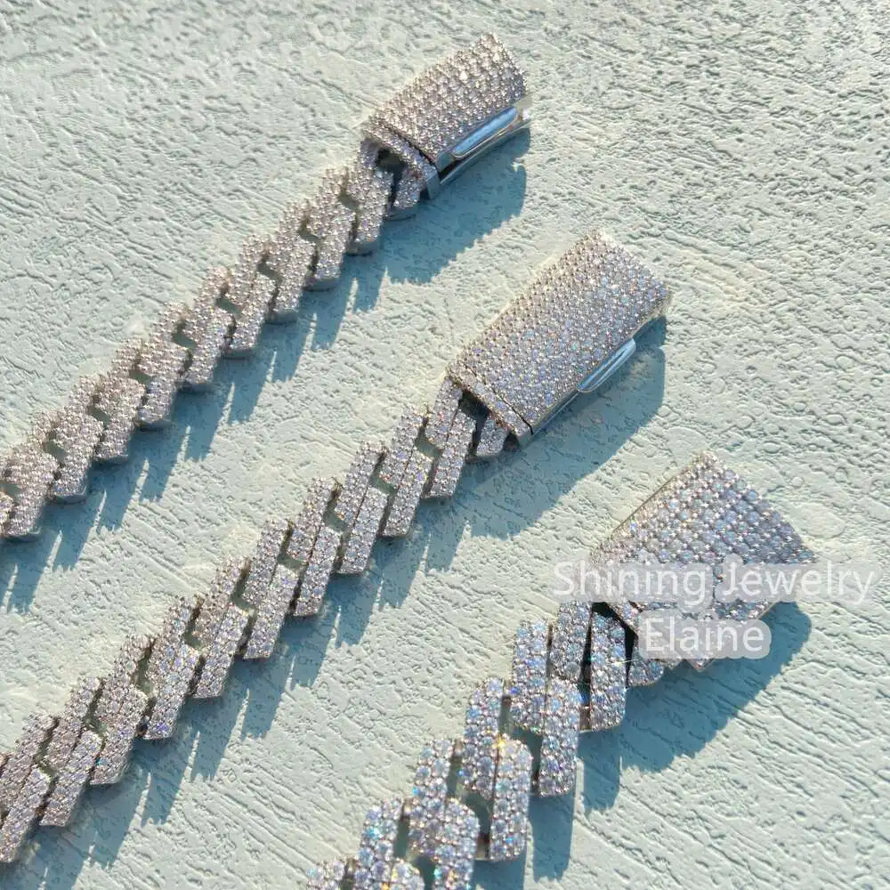 Женское ожерелье из серебра 925 пробы с муассанитом 12 мм 13 14 15 16 18 ширина в два ряда