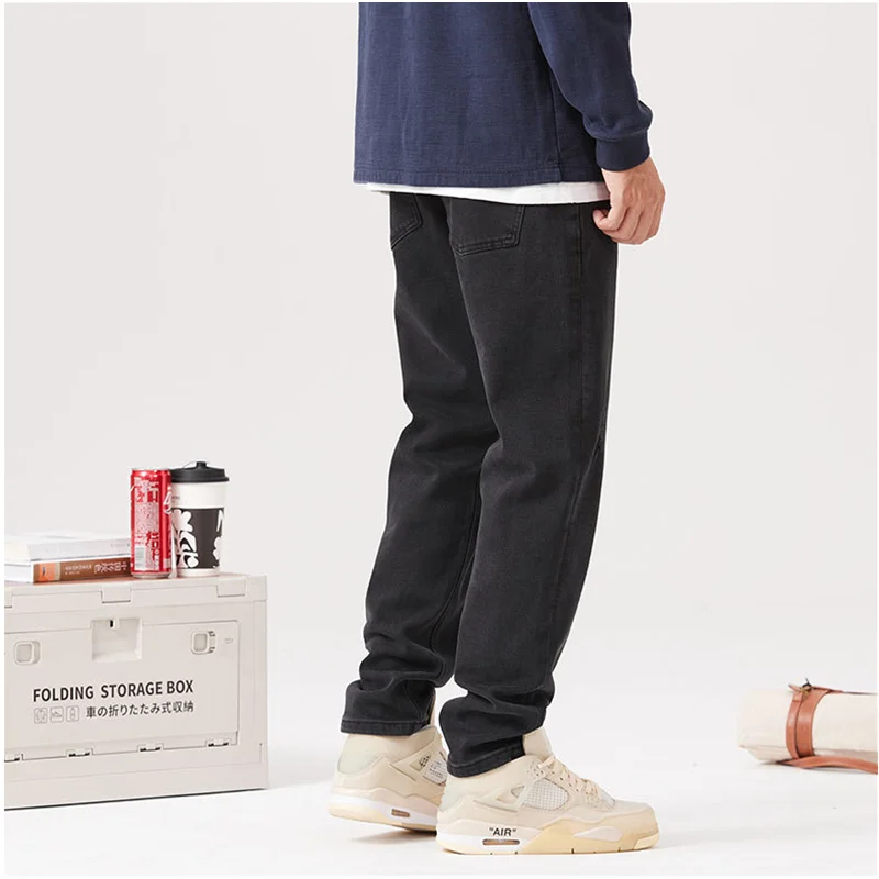 Men Clothing 2022 Autumn New Pattern High Street Solid Color Jeans Straight Cylinder Elastic Loose Force Wide Leg Trousers Women