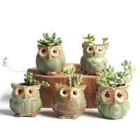 cartoon owl shaped succulent plant ceramic flowerpot home garden decoration random styles delivery potted plants w0