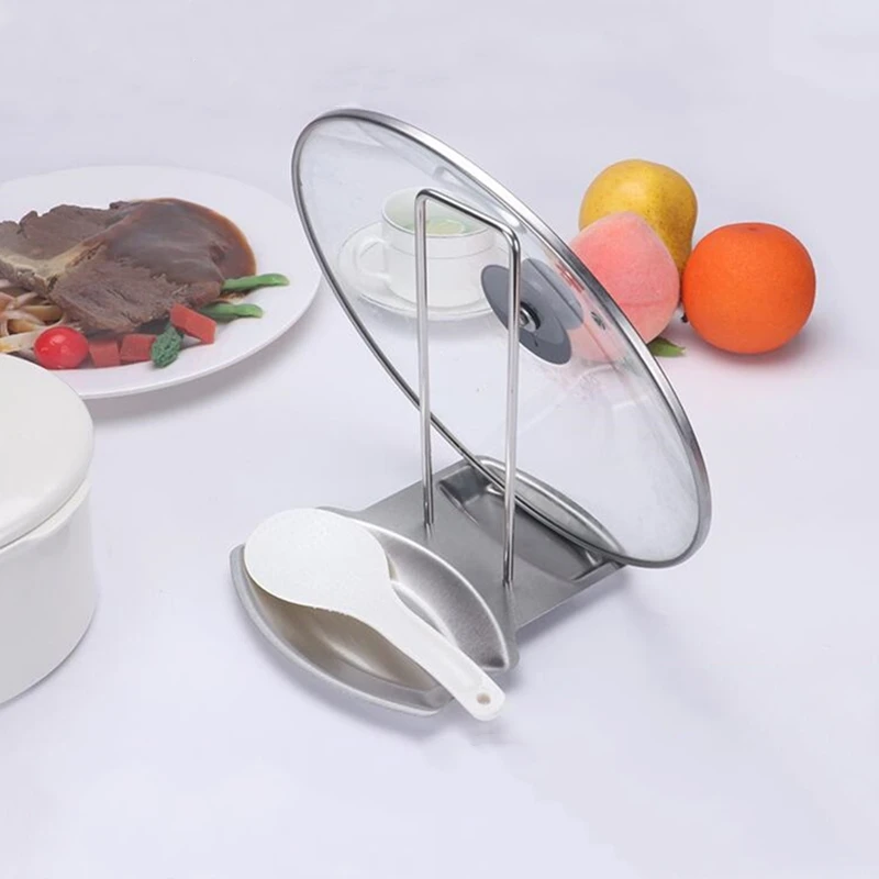 

Полка для крышки кастрюли из нержавеющей стали, кухонный Органайзер, крышка для сковороды, стойка, кухонные аксессуары, держатель ложки, под...