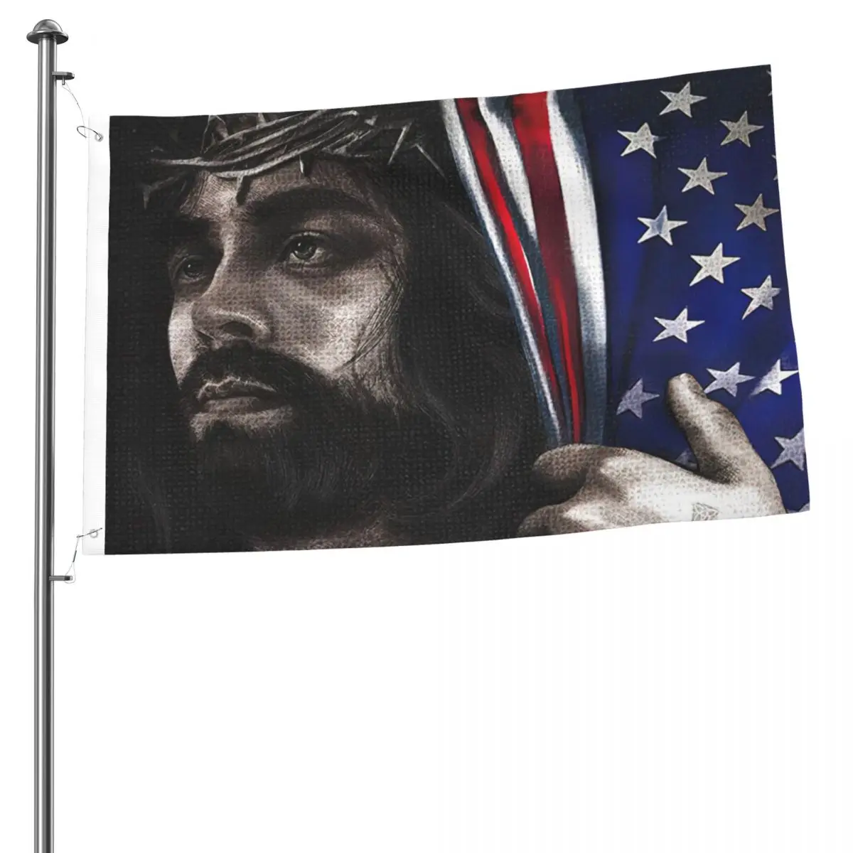 

Jesus American God Christian Jesus Cross Religious Religion Flag Brass Grommets 2x3FT Flag Double-Sided Flag