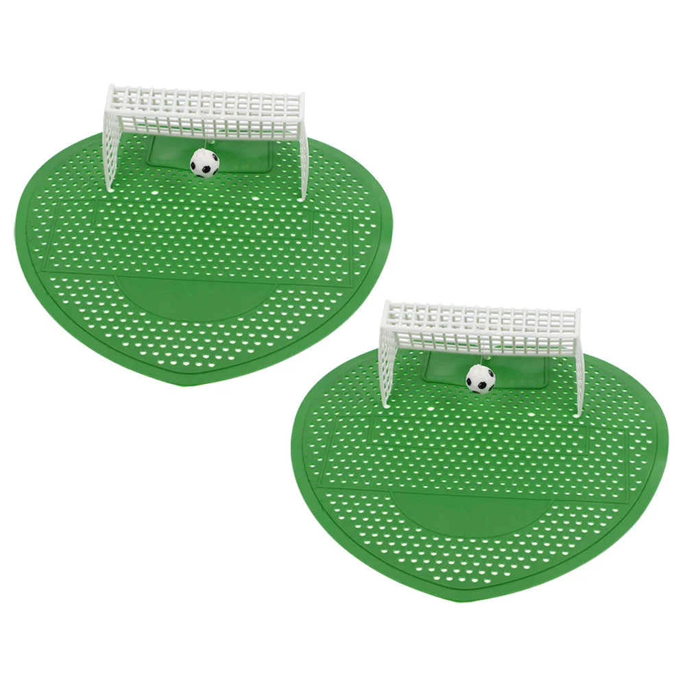 

2 Pcs Supplies Urinal Screen Toilet Bathroom Mat Deodorizer Urinals Men Soccer Goal Silica Gel Man