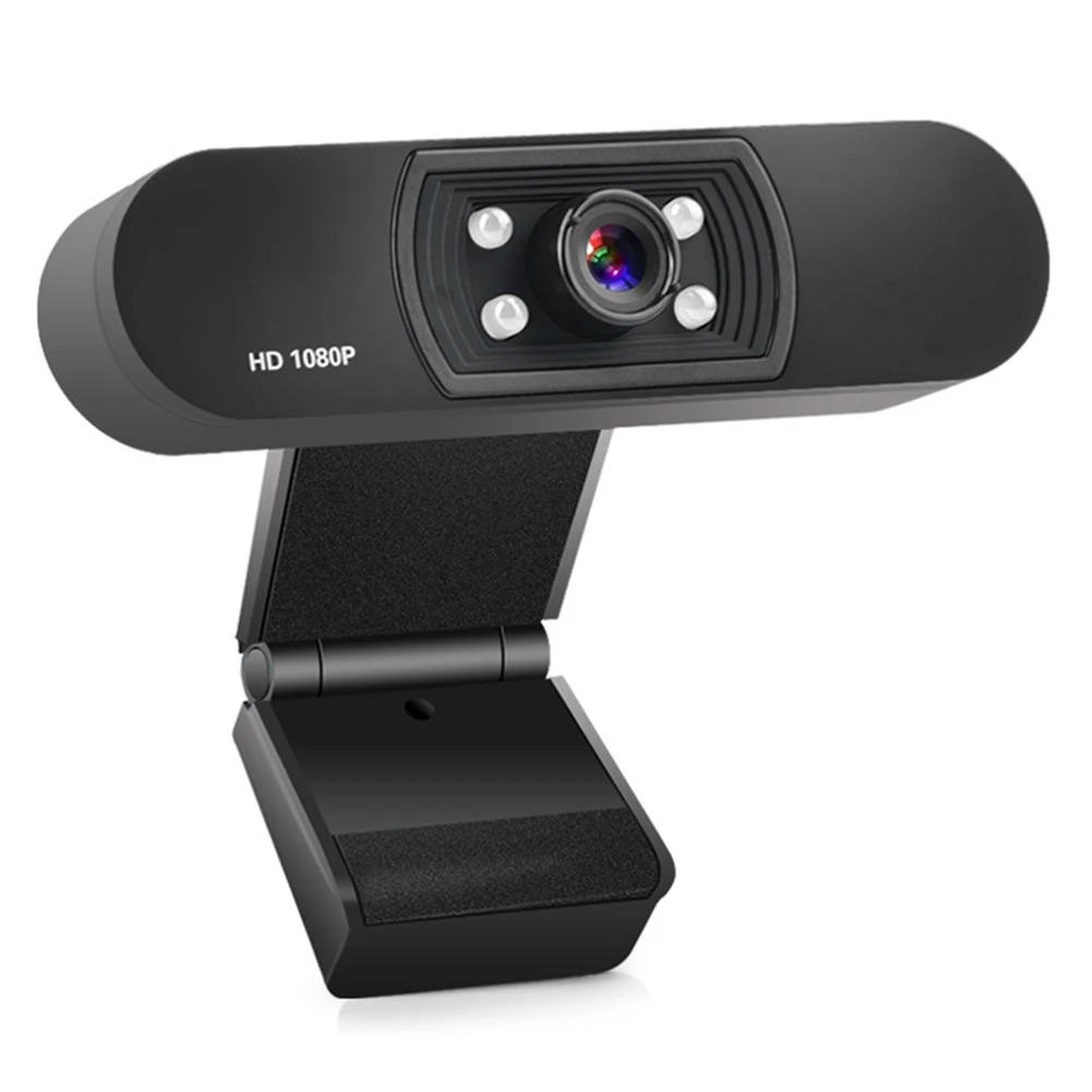 

With 4 Lights Built In Microphone Computer Peripherals Streaming Recording Universal Video Conference Free Adjustment HD Webcam