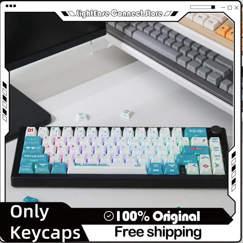 2024 Новая боковая прозрачная 130-клавишная механическая клавиатура Miku колпачок для