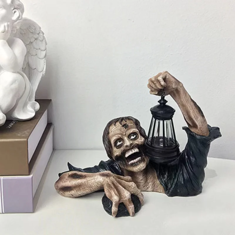 

Simulation Zombie Lantern Halloween Horror Decoration Resin Realistic Zombie Statue Craft Ornaments Outdoor Courtyard Lawn Garde