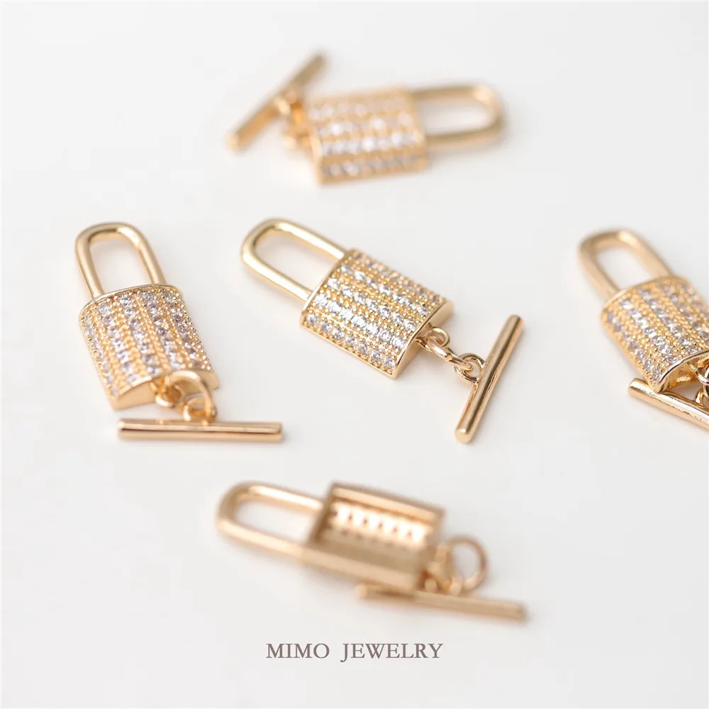 

MIMO JEWELRY Copper gold-plated full diamond small lock ot buckle homemade bracelet closing gorgeous DIY pendant accessories