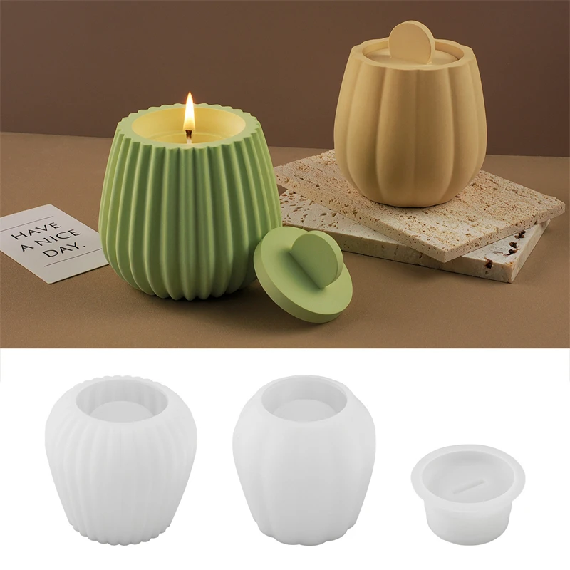 

Candle Jar Gypsum Silicone Molds DIY Handmade Storage Box Concrete Cement Mould Capacity 85ml Jar Bottle with Lids Resin Mold