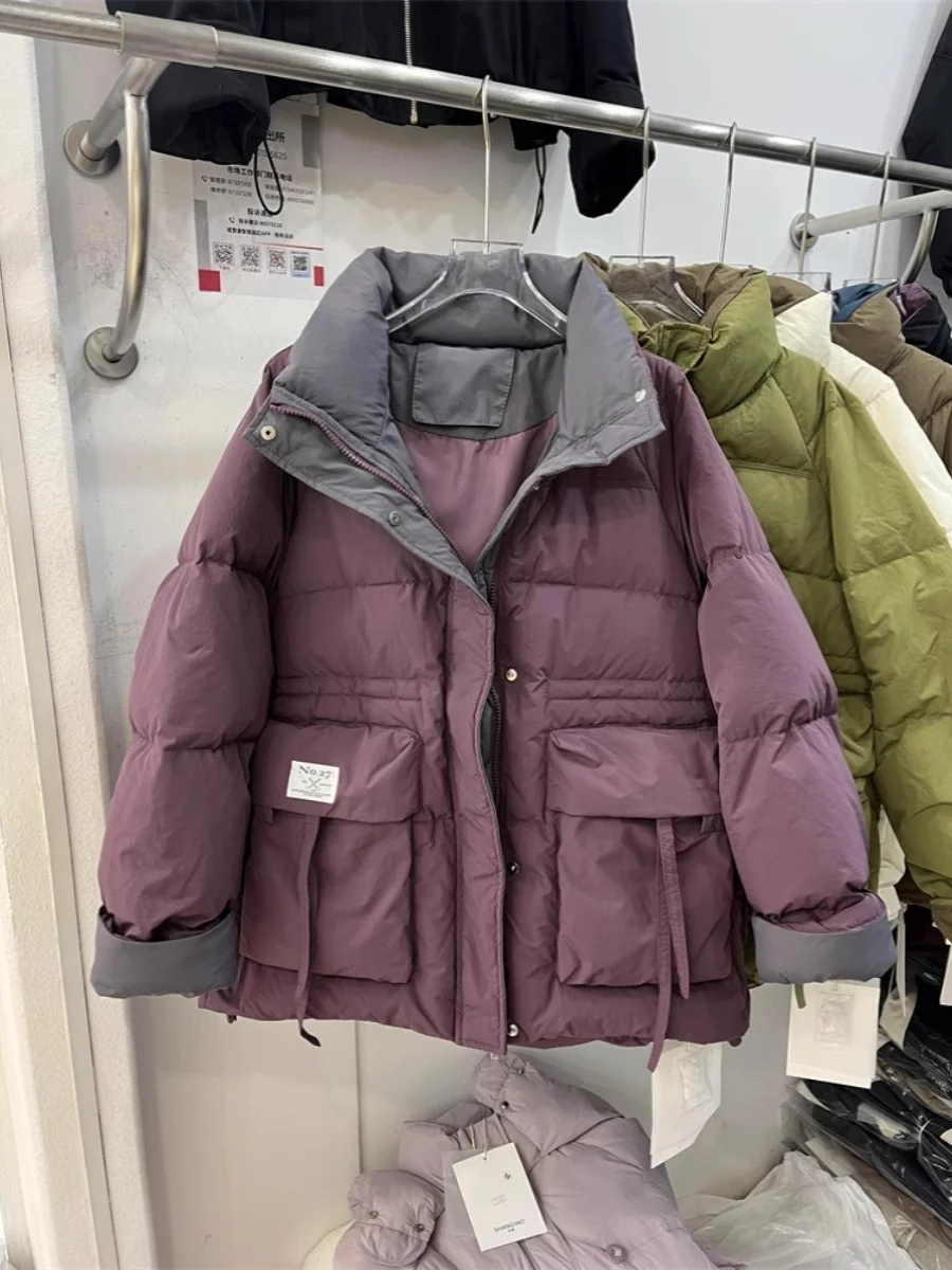 2024 Winter Korean Sle Short Thickened Maillard Down jacket Outerwear Women Loose Versitile Fashion Small Top