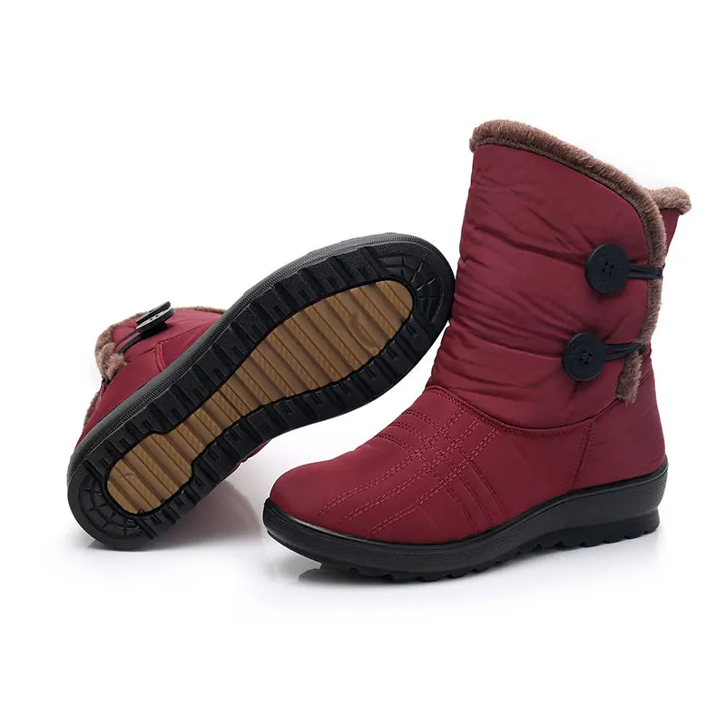 

Women Snow Boots Thick Bottom Plush Short Random Keep Warm Middle Tube Bare Round Shape Front Shoelace Cotton The New Listing