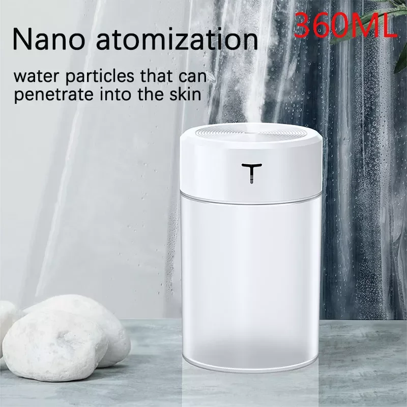 

Humidificador 360ml Air Humidifier Portable Aromatherapy Sprayer Essential Oil Atomizer with LED Lamp Home Umidificador de ar