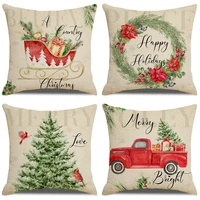 christmas decor cushion cover 4545 cm pillowcase home office decoration sofa cushions pillow cases cotton linen pillow covers