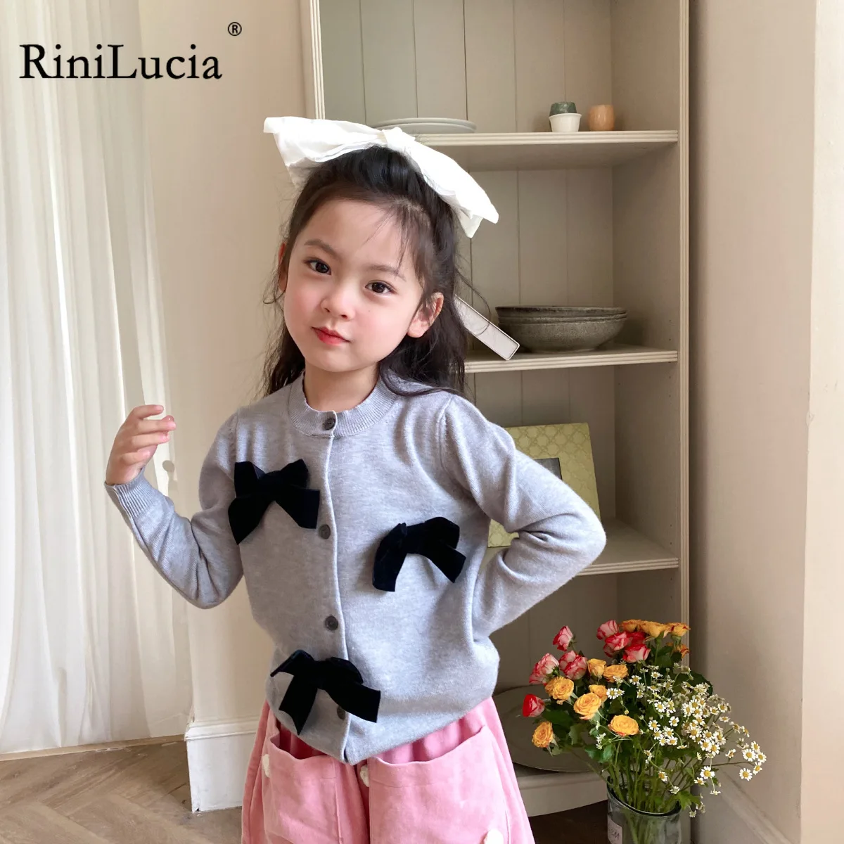 

RiniLucia Baby Sweater Newborn Girls Sweaters Cardigans Autumn Toddler Long Sleeve Knitwear Jackets Children's Knitted Coats