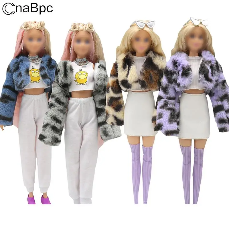 

Одежда для кукол, 29 см, куклы с коротким рукавом, мягкая меховая шуба, топы, платье, зимняя теплая повседневная одежда, аксессуары для кукол