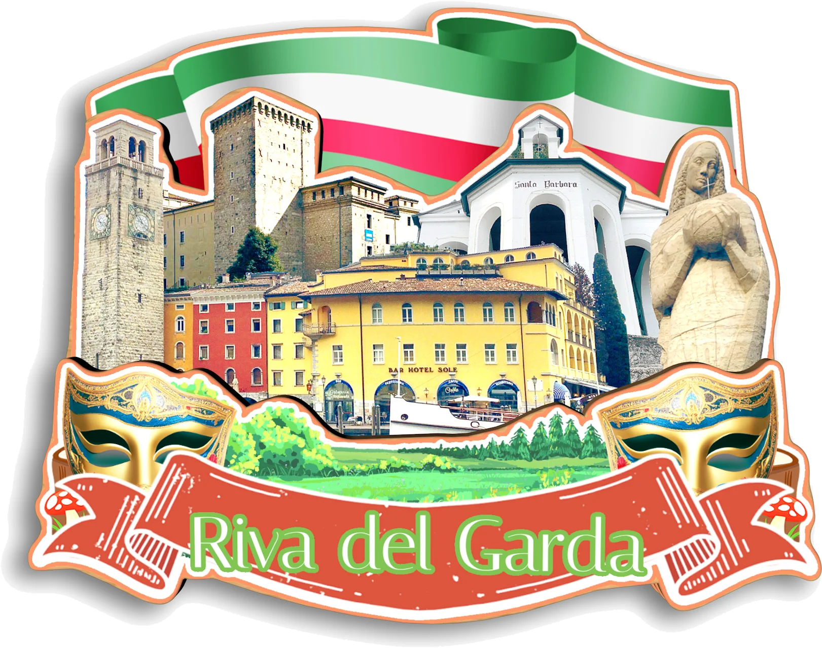 Polignano A Mare Tropea Otranto Amalfi Bibione Alba Spoleto Riva del Garda Gaeta Италия Магнит на холодильник