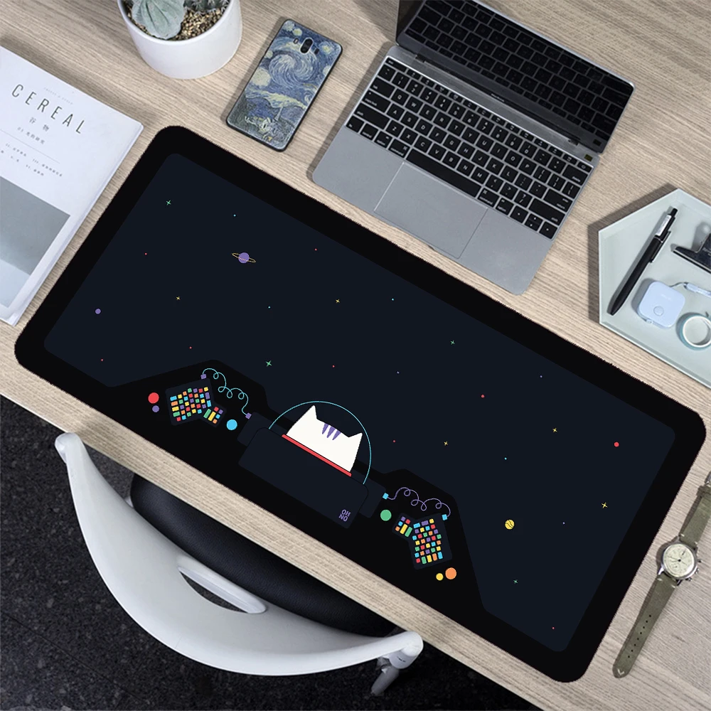 

Planet Cat Space Spaceship Game Mousepad Large Mousepad Anti-slip Waterproof Mouse Pad Office Game Desktop Gaming Accessories