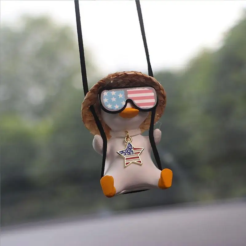 

Swinging Duck Car Rear View Mirror Hanging Ornament Super Cute Car Swinging Duck Decor Car Pendant Hanging Swing Duck Sunglasses