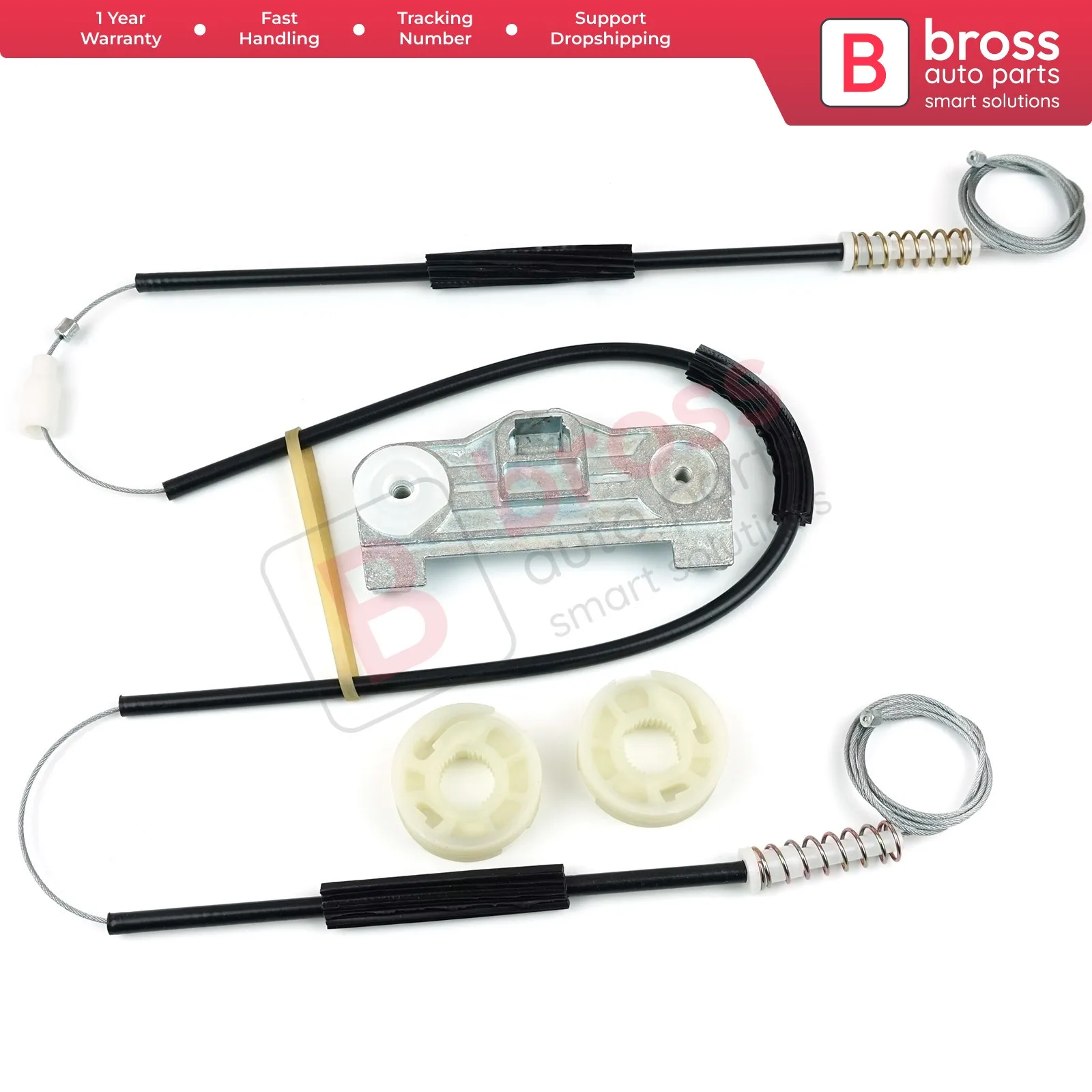 

Bross Auto Parts BWR310 Electrical Power Window Regulator Repair Kit Front Right Door 51358159836 for BMW E39 5 Series 1996-1999