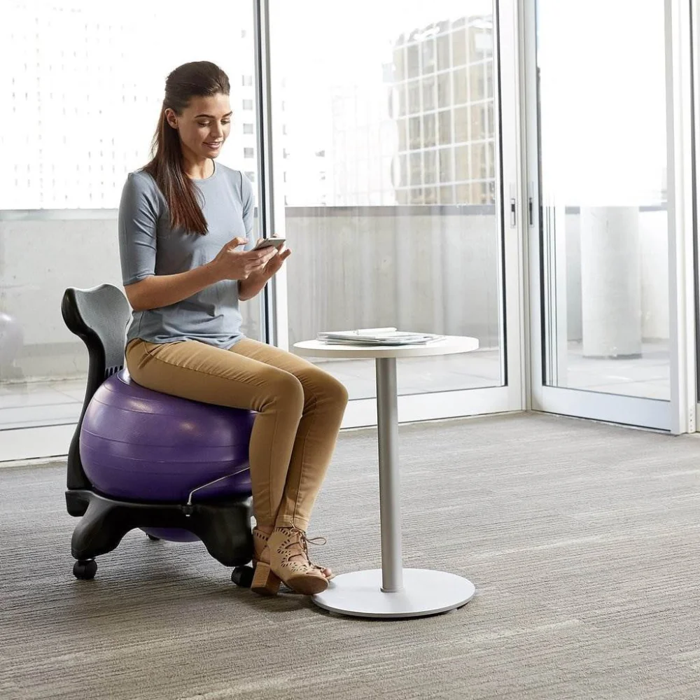 

Classic Gym Yoga Exercise Fitness Balance Ball Office Desk Chair, Purple