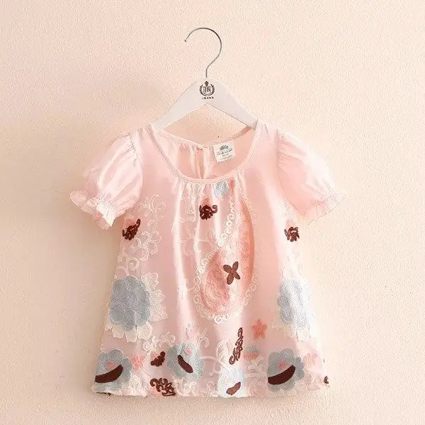 

New 2022 Summer Casual Girls' T-shirt Short-sleeved Cotton Thin Fashion Children's Tops Print Kids Girls Clothing Tops V33