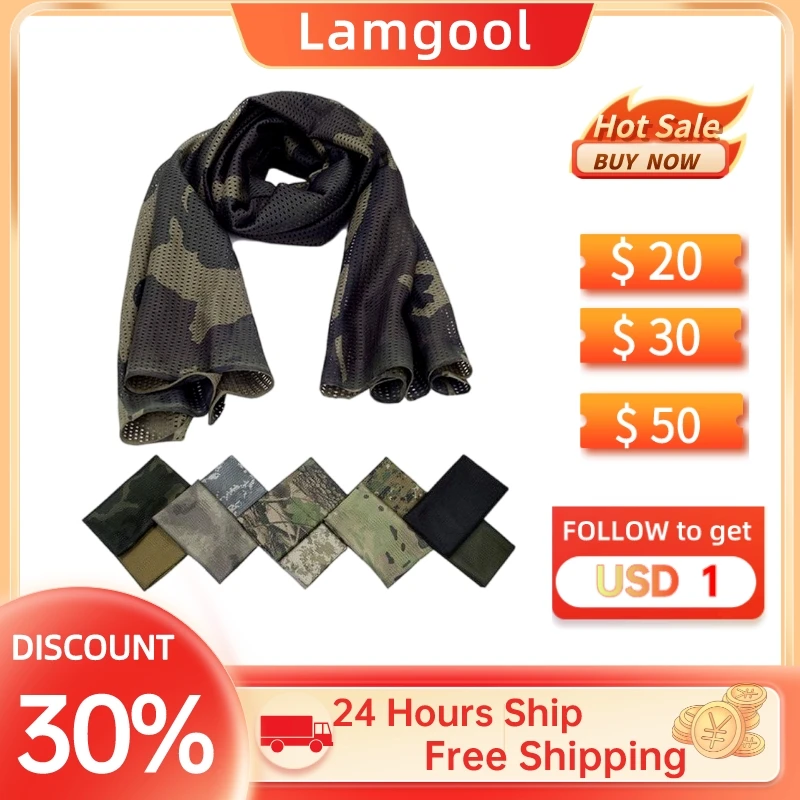 

Military Tactical Camouflage Scarf for Men Women Mesh Square Breathable Headband Head Scarf Multifunction Cycling Bandanas Hot
