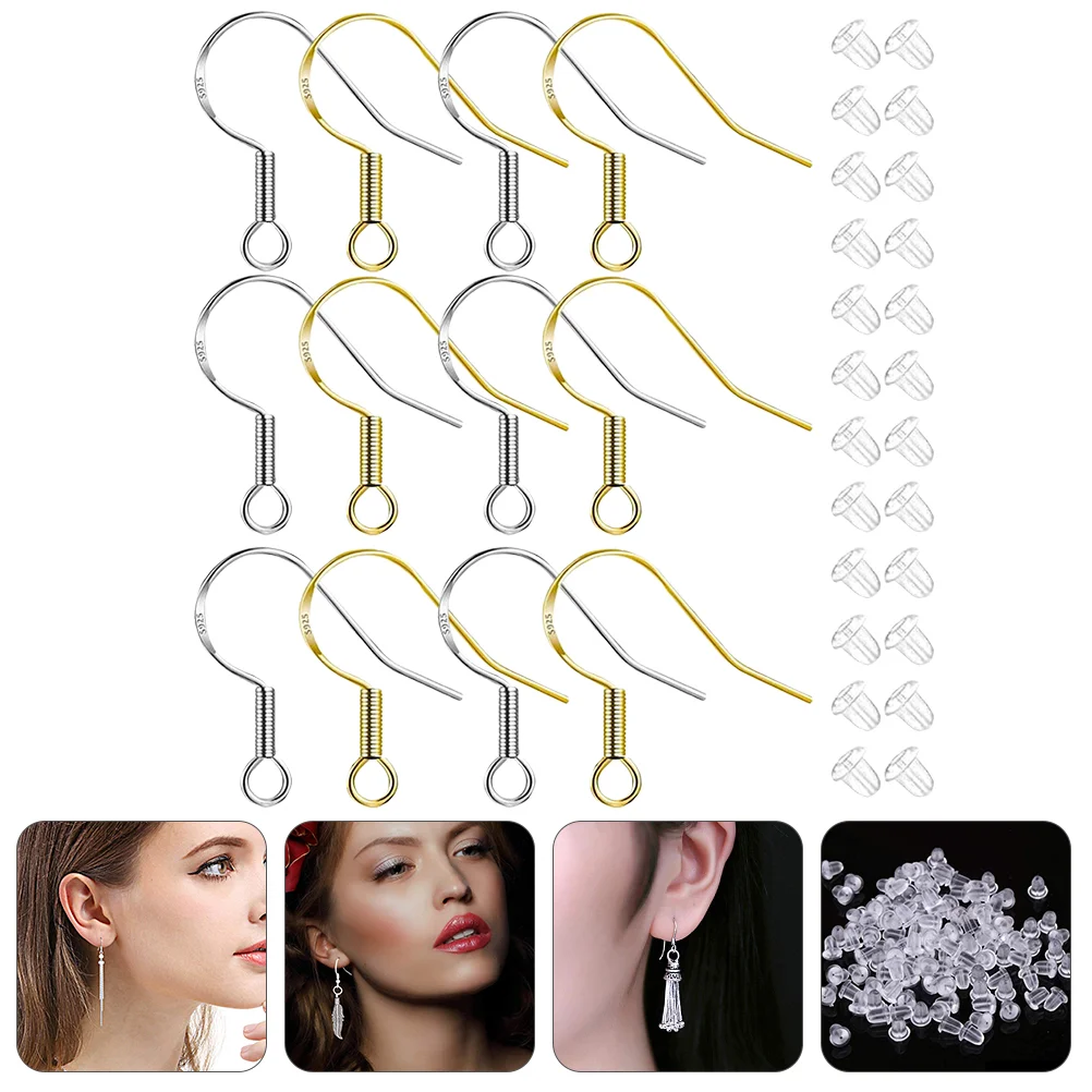 

400 Pcs Earring Accessories Hooks DIY Earbob Charms Silver Earrings Material Making Kit Plated Copper Supplies
