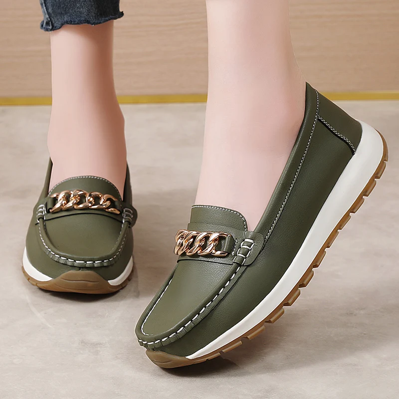 Женская нескользящая повседневная рабочая кожаная женская обувь больших