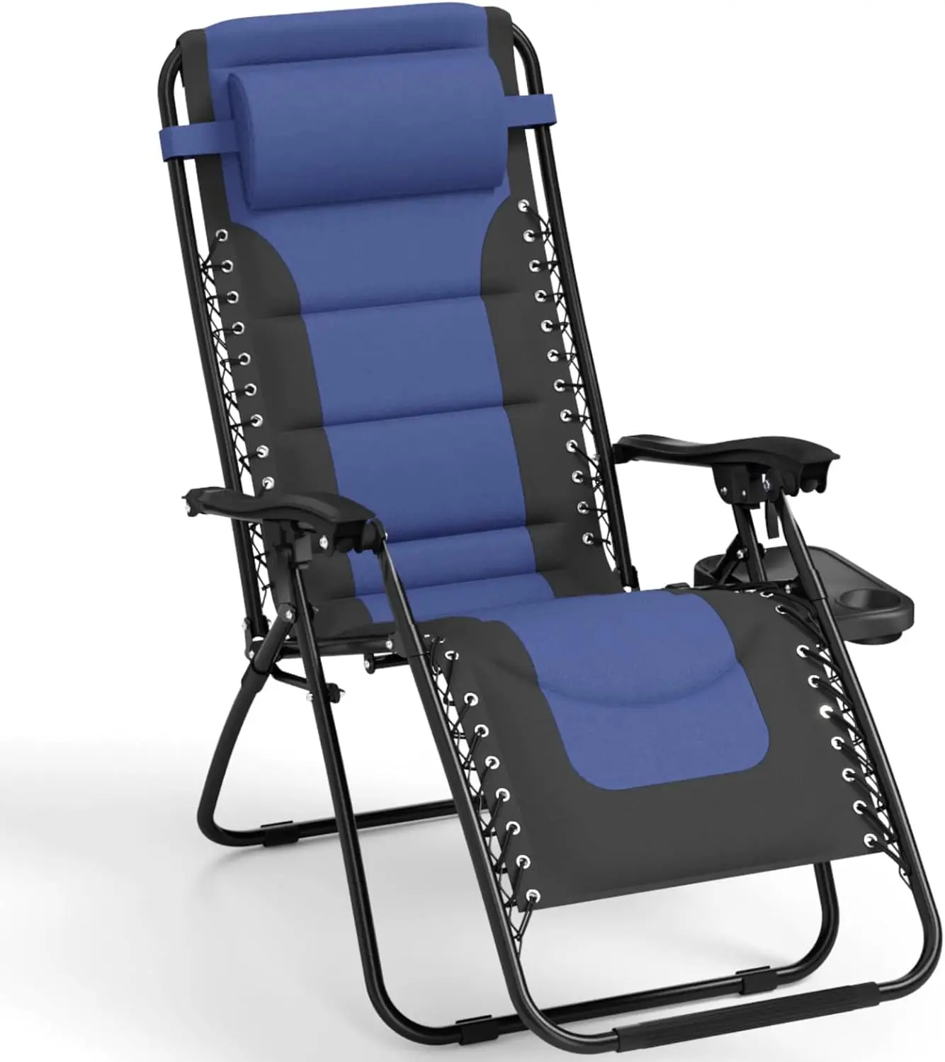 

Gravity Chairs, Recliner Chair, Padded Folding Lawn Chair with Cup Holder Tray, Navy Blue Sillas para barra de cocina Metal cha