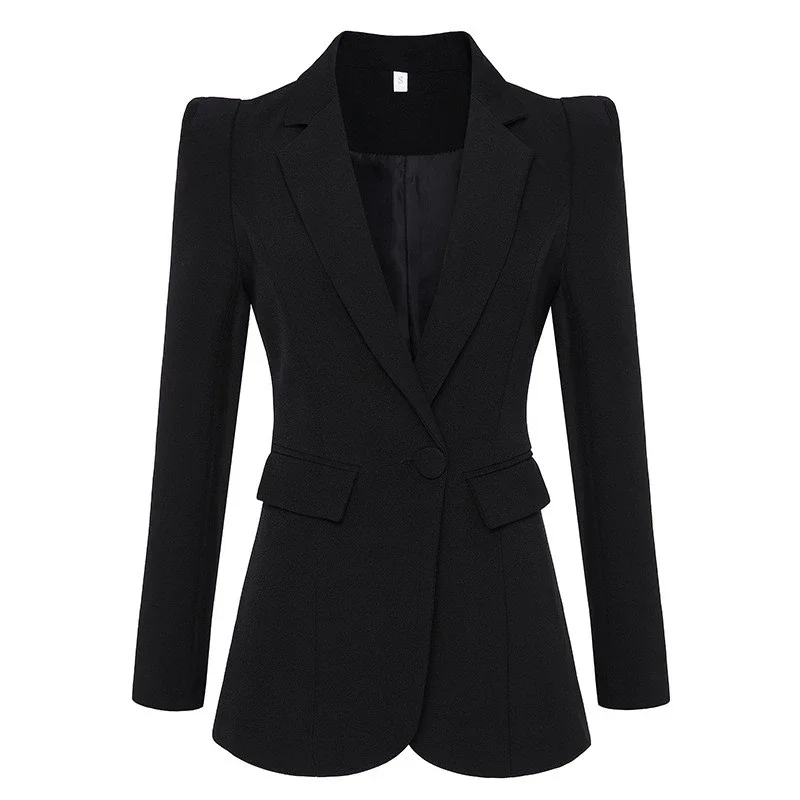 TOP QUALITY 2023 New Stylish Designer Blazer Women's Shrug Shoulder Single Button White Blazer Jacket