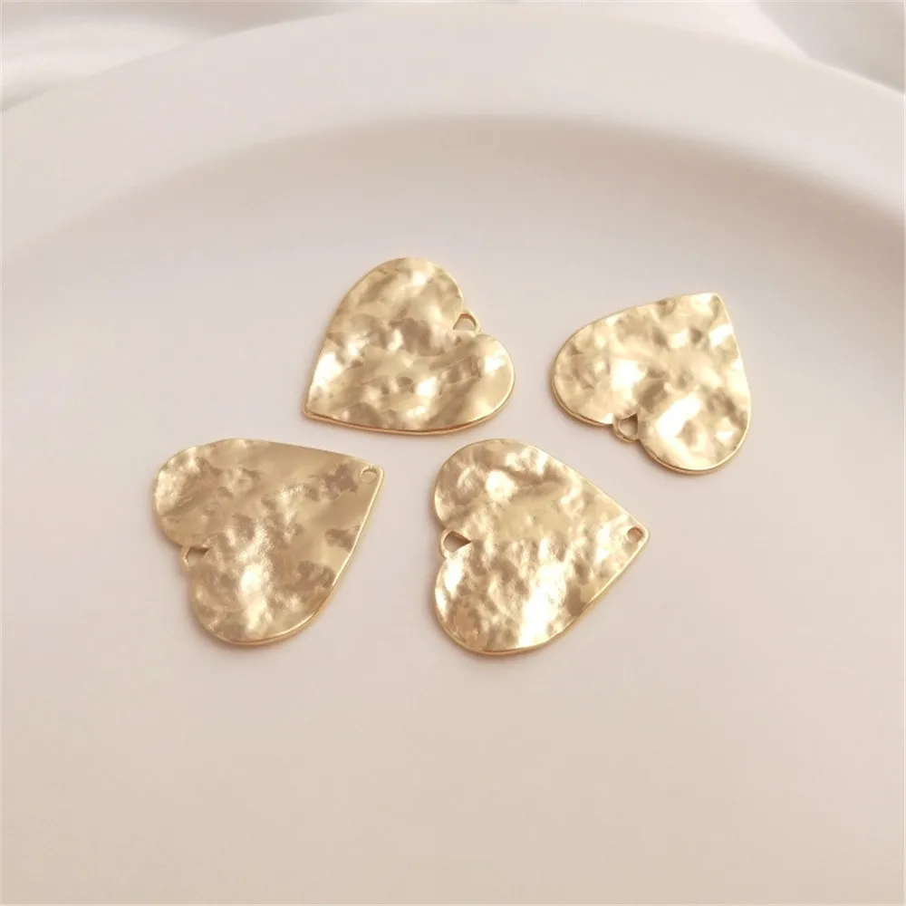 

Heart shape Brass concave and convex face Hand hammer piece double hole single hole heart pendant diy hand accessories