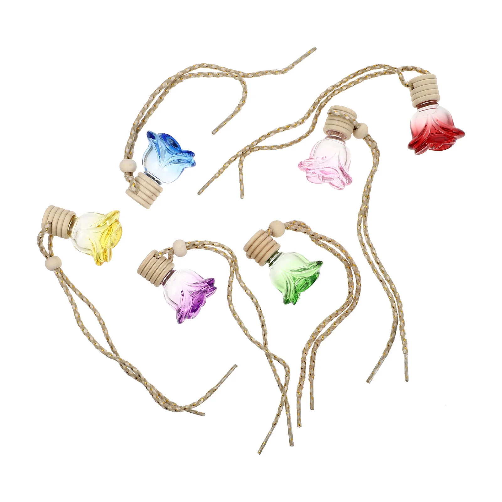 

6 Pcs Aromatherapy Bottle Car Hanging Decor Interior Pendant Glass Perfume Pendants Essential Oil Diffuser