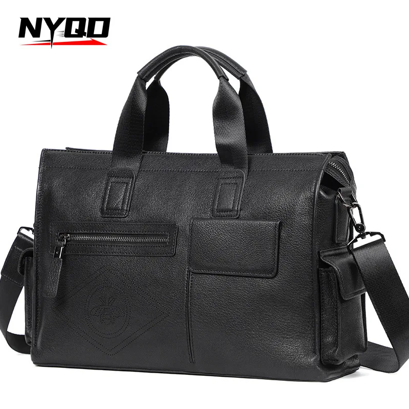 Мужской портфель большой емкости из натуральной кожи сумка для ноутбука дизайн