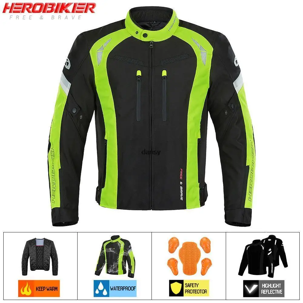 

Куртка HEROBIKER Мужская мотоциклетная, водонепроницаемая съемная, с защитой CE