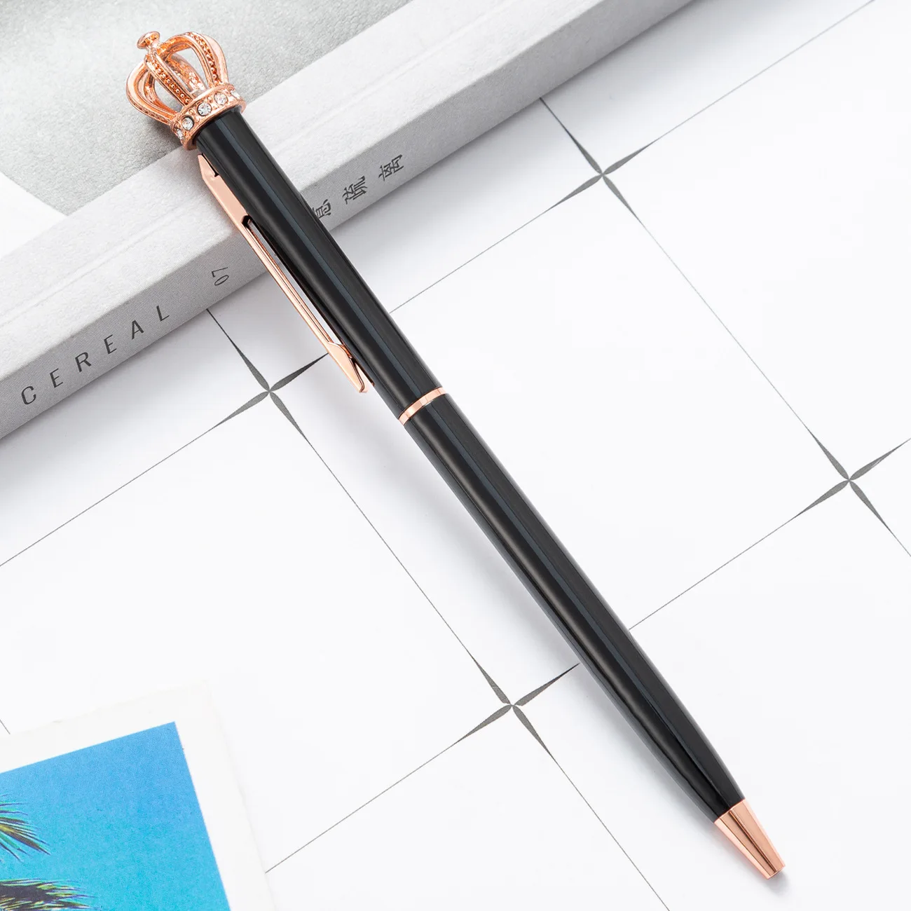 

School Supplies Crown Crystal Ballpoint Pen Metal Stationery Luxury Office Accessories Students Teacher Gift Ball Pen Wholesale