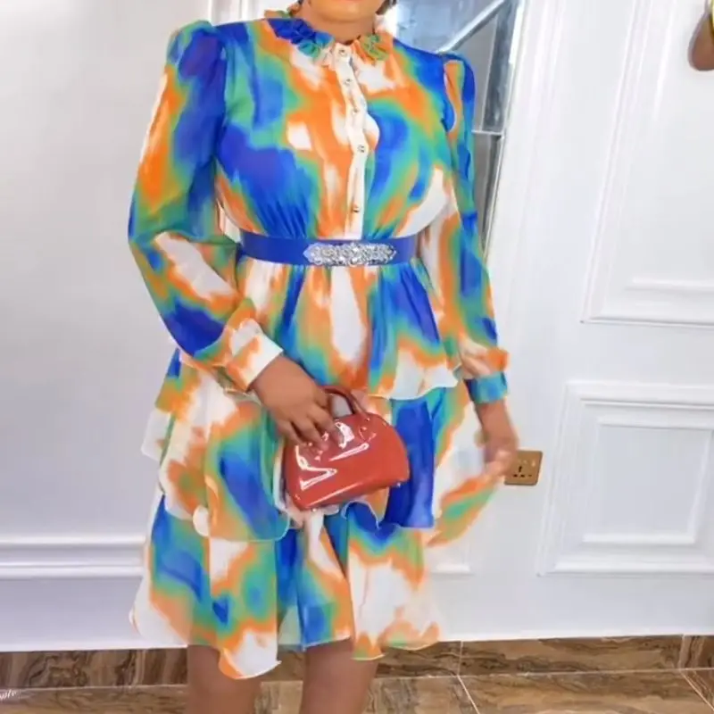 

African Dresses For Women Robe Africaine Femme Dashiki Print Outfits Moroccan Kaftan Dubai Muslim Fashion Long Sleeve Midi Abaya