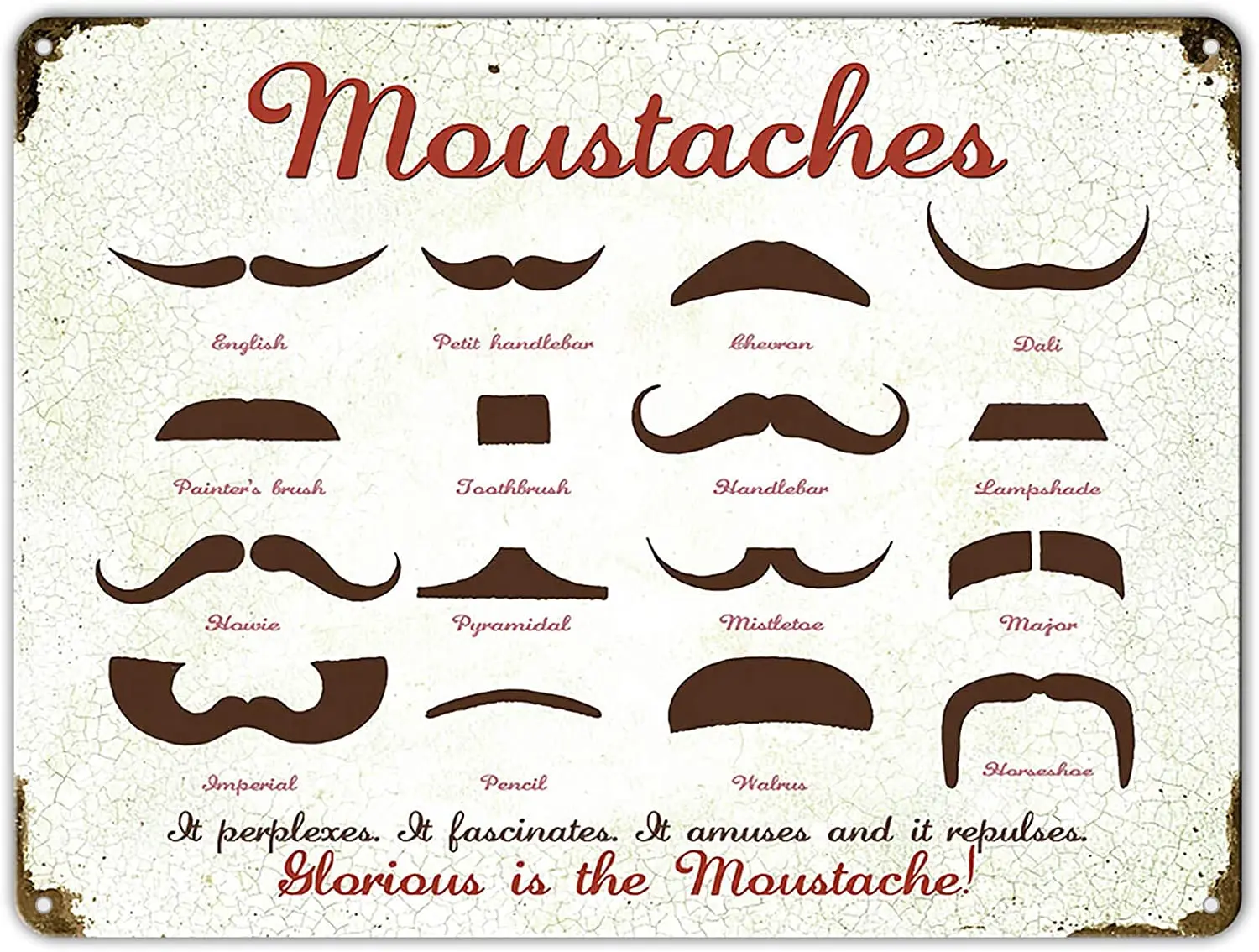 

Sarcarse Таблица усов в винтажном стиле, металлические знаки, Настенный декор, Жестяная Табличка, декоративный знак для кофе, 12x16 дюймов