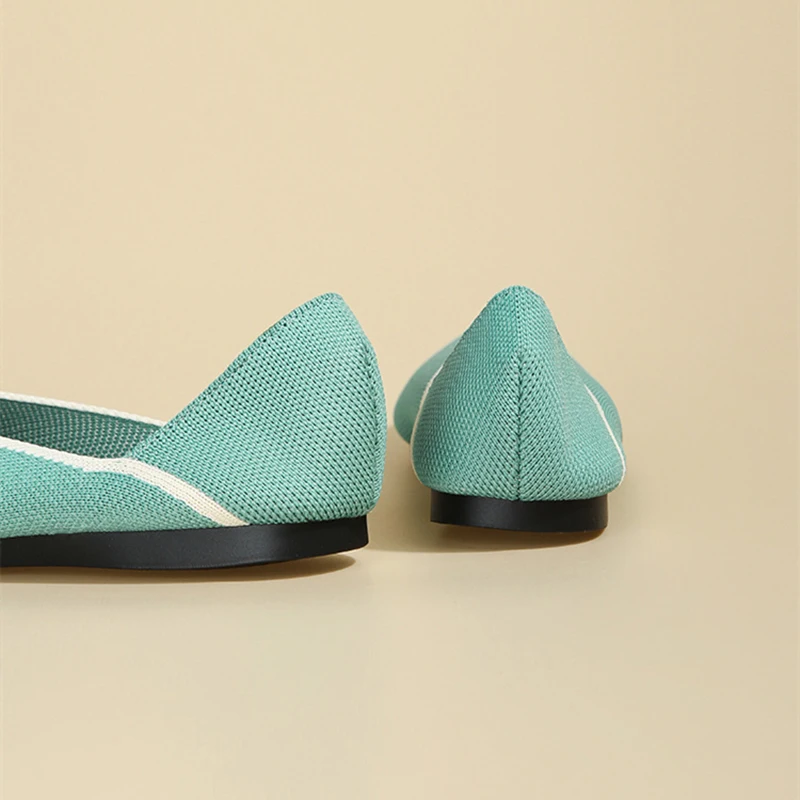 Princess Shoes 2022 New Leopard Knitted Shoes Pointed Flat Shoes Women's Ballet Shoe Soft Shallow Pregnant Shoe Zapatos De Mujer