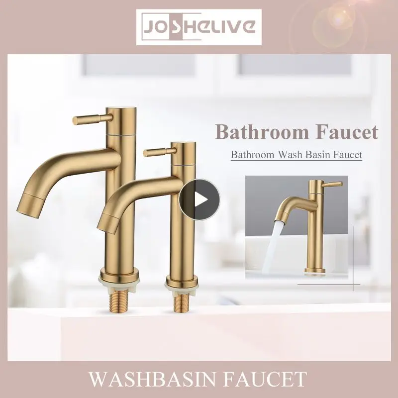 

Новый экологически чистый одиночный Смеситель для холодной воды из нержавеющей стали Sus 304 Матовый Золотой смеситель для раковины высококачественный смеситель для ванной комнаты