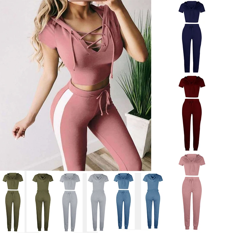 2023 Women Fashion Tracksuit Oversized Hoodie and Pants Casual Sport Suit  2 Piece Set 6 Colors