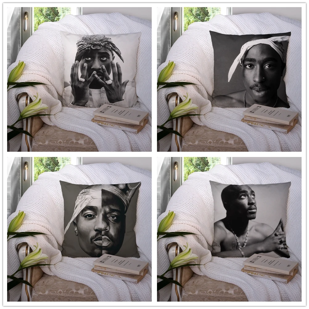 

Чехол Tupac на подушку под заказ, 2 шт., наволочка для подушки, домашний декор, чехол на спинку сиденья автомобиля для отеля, диванная подушка, че...