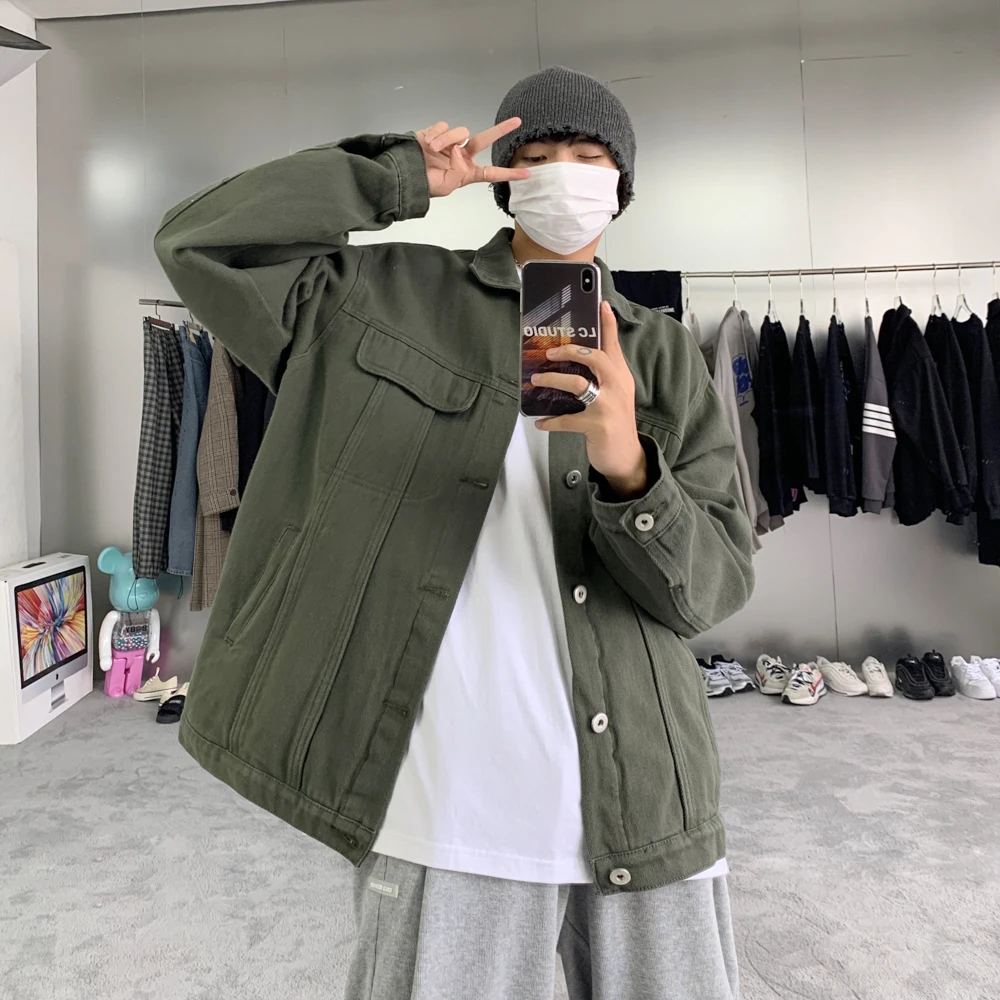 Высококачественная Белая джинсовая куртка для мужчин модные тренды в японском